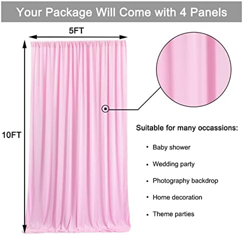 20ft x 10ft Wrinkle Free Pink Backdrop Curtains for Parties, Polyester Backdrop Drapes for Girls Birthday Wedding Photography Background Baby Shower - Image 5