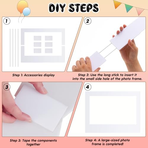 Beeveer 32 x 24 in Large Photo Booth Selfie Frame Props,White Horizontal - Image 2