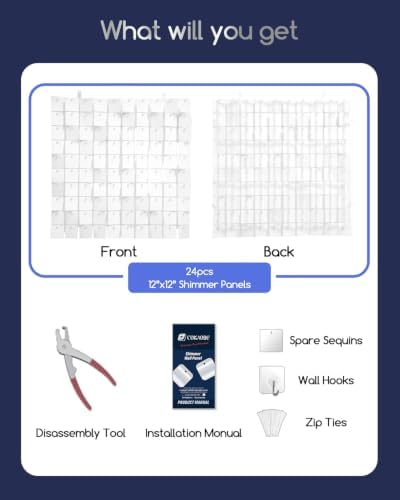 COKAOBE LiteGrid Series Shimmer Wall Backdrop - 24Pcs Mirror White - Image 2