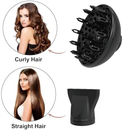 Hair Dryer - JINRI 2000W Diffuser Blow Dryer for Salon & Personal Use – Powerful, Fast Drying with Diffuser & Nozzle for Women & Men, ALCI Safety Plug, Black - Image 3