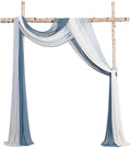 Floroom Wedding Arch Draping Fabric 3 Panels 20Ft Chiffon Fabric Drapes Arbor Drapery Wedding Ceremony Reception Swag Decorations (Dusty Blue +Powder Blue +White) by Floroom