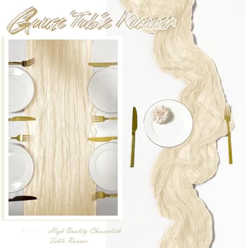 30 Pack Ivory Cheesecloth Table Runner 17 x 108 inch Cheese Cloth Table Runners 9ft Ivory Table Runner Rustic Romantic Sheer Gauze Runner for Wedding Party Baby Shower Table Decoration - Image 6