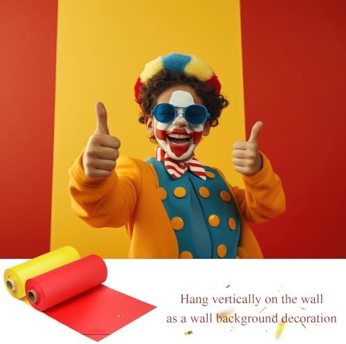 Moukeren 2 Roll Circus Carnival Table Cover Backdrop, Yellow, Red - Image 5