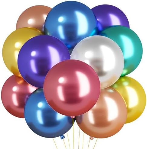 35 Pack Metallic Balloons 18 Inch Chrome Shiny Assorted Colors Latex Rainbow 7 Kinds Color Large Balloon for Birthday Wedding Bridal Baby Shower Supplies Party Decorations by BAOKUANHU