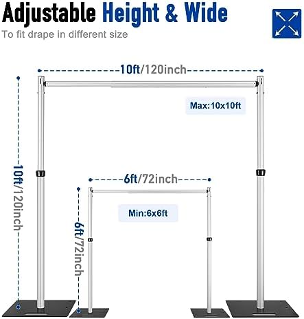 Hecis Double Backdrop Stand Heavy Duty,10x10ft Double Crossbar Pipe and Drape Stand, Adjustable Aluminium Flower Wall Backdrop, Back Drop Stand for Party Event, Trade Shows & Wedding Decor - Image 3