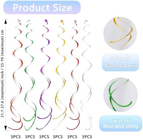 BEISHIDA 30Pcs Blue Gold Silver Hanging Swirls Wedding Christmas Supplies - Image 2