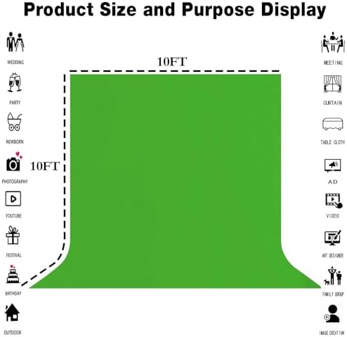 Green Screen Backdrop for Photoshoot, Fabric 10x10ft - Image 3
