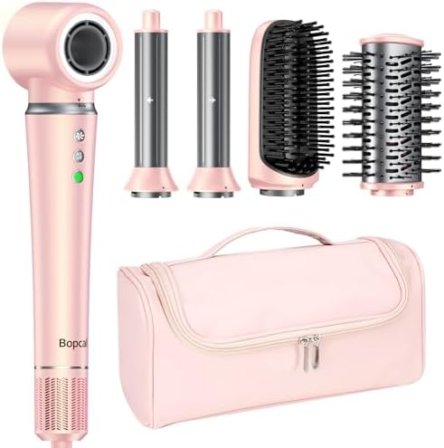 5 in 1 Hair Styling Kit with Travel Case, Multi Hair Styler Set for Curling, Straightening, Volumizing & Smoothing, Hot Air Brush with Ionic Care for Fast Styling at Home & Travel by Bopcal