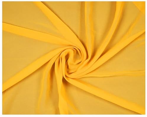 70 Yard Chiffon Fabrics, 44" Wide, Lightweight, Sheer – Yellow Gold - Image 3