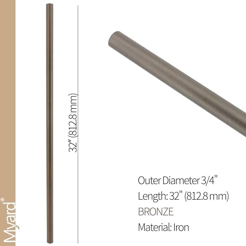 Myard 32'' Classic Hollow Round Iron Heavy-Duty Deck Balusters, Bronze - Image 2