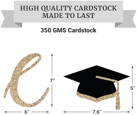Pre-Strung Congratulations Banner, Gold Glitter Grad Caps Graduation Banner - Image 4