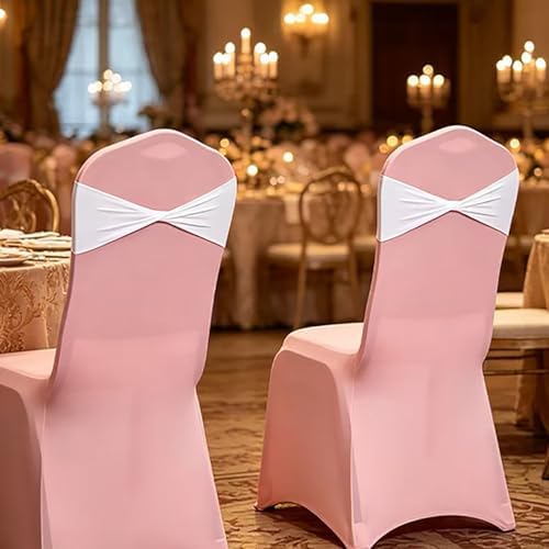 Spandex White Chair Sashes Bows 60 Pcs White Chair Sashes Elastic Chair Cover Bands Ties Without Buckle for Wedding Birthday Party Ceremoney Events Decoration - Image 4