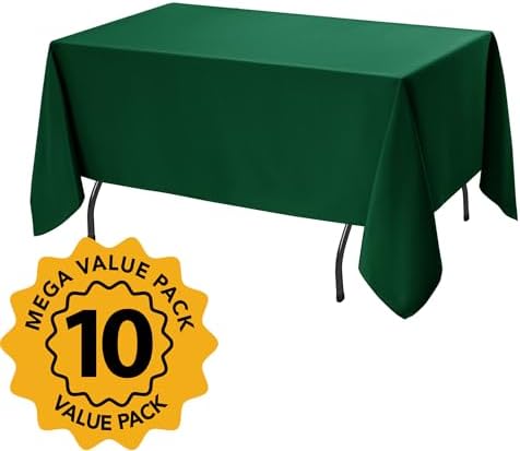 10-Pack Hunter Green Tablecloths for Rectangle Tables, 70 x 108 in - Image 2