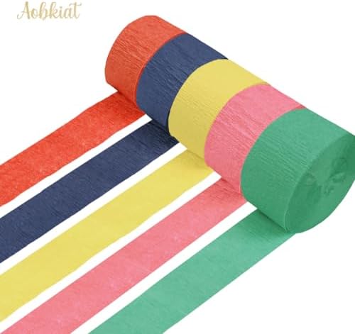 AOBKIAT Colorful Streamers Party Decorations,5 Rolls Vintage Rainbow Color - Image 5