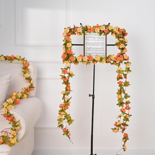 2 Pcs 16.5Ft Flower Garland Rose Vines, Orange Floral Garland Flower Vines - Image 5
