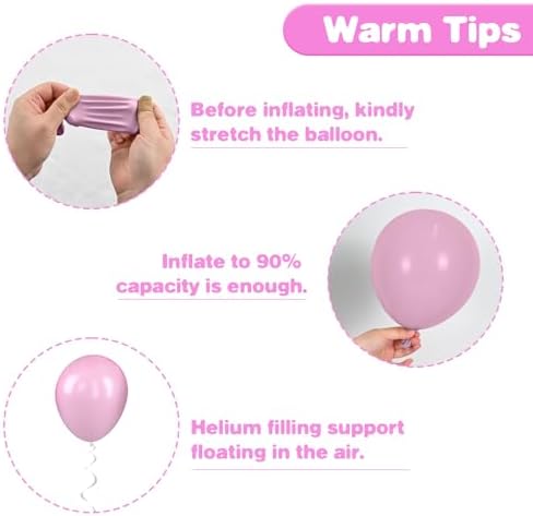 Pink Balloons, 50 Pcs Rose Pink White for Girls Birthday Baby Shower Party - Image 3