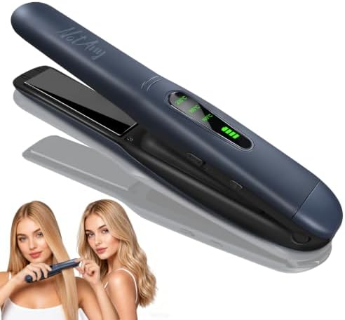 Cordless Hair Straightener, 1 Inch Portable Flat Iron Hair Straightener & Curler, Travel Hair Straighteners for Women, Titanium Floating Plates, Dual Voltage & 20S Fast Heat Up Includes Hair Clips by NOTANYStudFinderBrandFlags