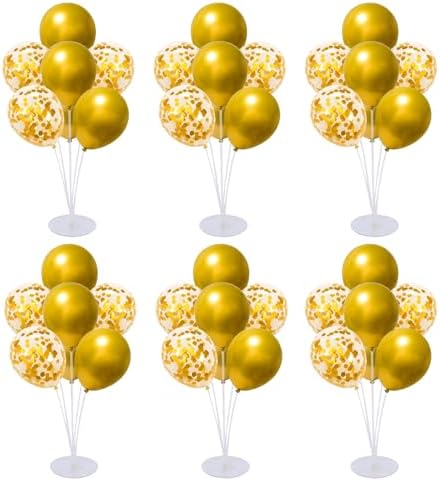 6 Set Balloon Stand Kit for Table Centerpieces With Balloon and Base Party Decorations for Birthday Wedding Retirement Graduation Baby Shower (Gold) by Unknown