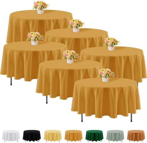 Fitable 6 Pack Gold Round Tablecloths - 70 Inches in Diameter by Fitable