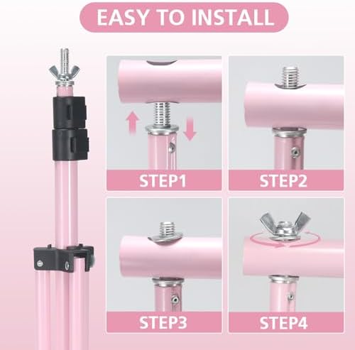 Backdrop Stand 10x7ft(WxH) Photo Studio Adjustable Background Stand Support kit with 2 Crossbars, 6 Clamps, 2 Sandbags and Carry Bag for Parties, Events Decoration, Wedding, Photography (Pink) - Image 5