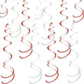 Colorful Ceiling Swirl Foil Decorations Hanging Plastic Streamer Themed Swirl Party for Christmas Graduation Celebration, Pack of 28 (Red and Sliver) by Yymobt
