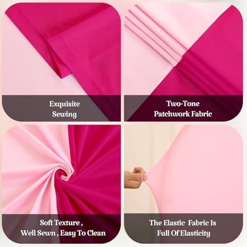 7.2FT 6FT Arch Backdrop Cover for Wedding, Set of 2 Stretchy Spandex Fitted Arch Stand Cover for Baby Shower, Birthday Party Decor, Chiara Backdrop Cover with Double-Sided Design(Pink, Hot Pink) - Image 5