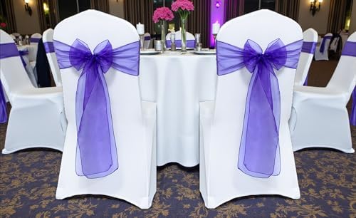 Pack of 300 Organza Chair Sashes for Wedding & Event Décor – Cadbury Purple - Image 2