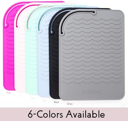 ANGENIL Silicone Heat Mat for Hair Tools - Flat Iron and Curling Iron Mat Heat Resistant for Counter, Heat-Resistant Flat Iron Travel Essentials Case, Vanity Organizer, Grey, Normal Size 9" x 6.5" - Image 6