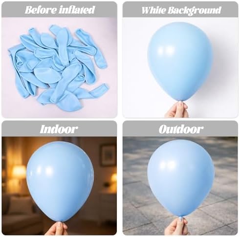 Voircoloria 110pcs Light Blue Baby Blue Latex Party Balloons, 12inch - Image 3