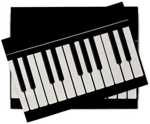 Piano Keyboard Placemats Set of 4, Black White Musical Dining Place by Croar