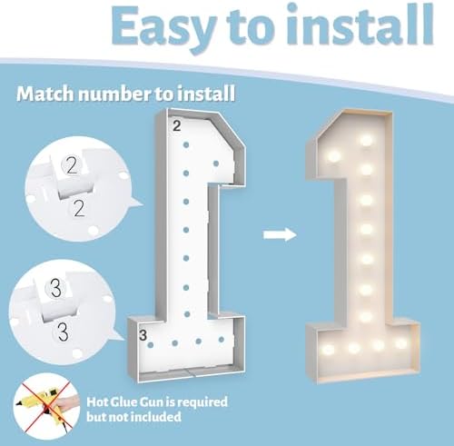 4FT Light Up Marquee Number 1- Large Foam Board Mosaic Kit - Image 4