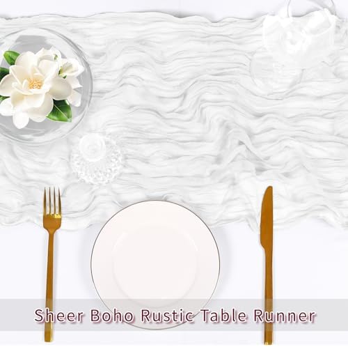 6 Pack White Cheesecloth Table Runner, 17 x 108 inch, Semi Sheer Boho Cheese Cloth Fabric Table Runner Bulk for Wedding, Birthday, Party, Holiday, Home Decor (White) - Image 5