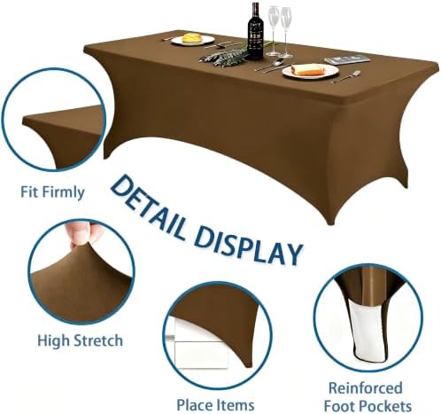 6FT Coffee Table Cloth - 2 Pack Fitted Stretch Rectangle Spandex Tablecloth, Washable Table Cover for Party, Picnic, Wedding, Banquet, Birthday and Festival(30" x 72") - Image 5