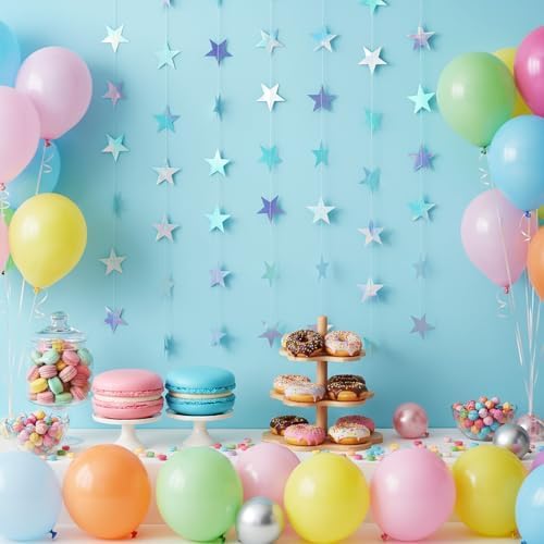 Patelai 130 ft Star Garland Banner Decor,Iridescent Blue - Image 3