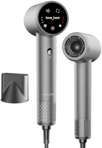 High-Speed Ionic Hair Dryer, Lightweight, Quiet Blow Dryer, Silver Gray by lovebest