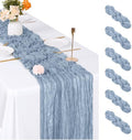 6 Pack Dusty Blue Cheesecloth Table Runner, 17 x 108 inch, Semi Sheer Boho Cheese Cloth Fabric Table Runner Bulk for Wedding, Birthday, Party, Holiday, Home Decor (Dusty Blue) by ACSUIT