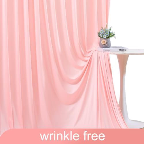 Blush Pink Backdrop Curtain for Parties Baby Shower Wrinkle Free Pink Photo Curtains Backdrop Drapes Fabric Decoration for Wedding Birthday Party 5ft x 8ft,2 Panels - Image 6