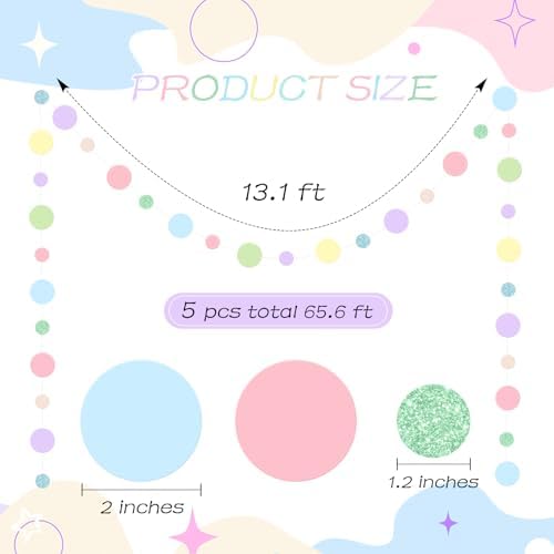 Outus 5 Pieces Dot Garland Banner Hanging, Pastel - Image 2