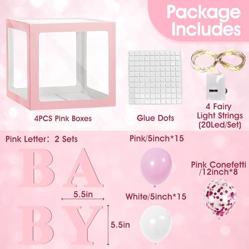 Ledido Baby Boxes with Letters & Balloons & Fairy Lights for Baby Shower - Image 3