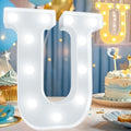 Pooqla LED Marquee Letter Lights, Warm White and Cool White Decorative Lighted Letters, Light Up Alphabet Letters for Boys Girls, Party, Wedding, Bar, Night Light, Birthday Decoration, Letter U by Pooqla