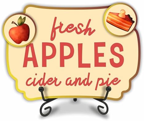 Autumn Apple Pie Wooden Sign - Fresh Apples Cider And Pie Plaque - Farmhouse Thanksgiving Wooden Decoration - Fall Fruit Theme - Red - 5x7 inches by AMHGLW