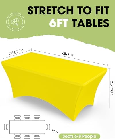 Pureegg Spandex Tablecloth 6ft 2 Pack Yellow - Image 2