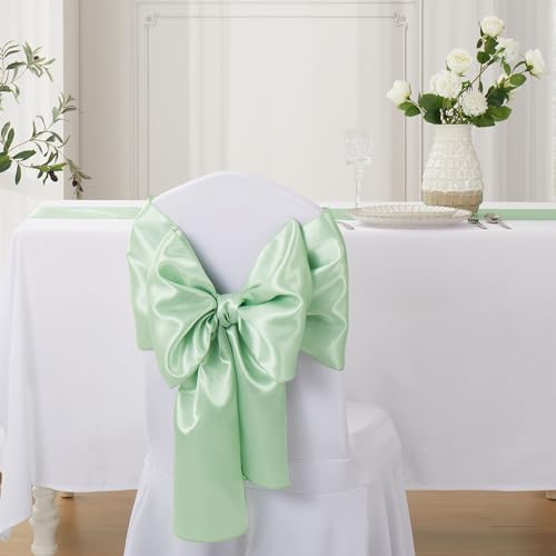 Sage Green Satin Table Runner, 12x108 Inches, 2 Pack - Image 4