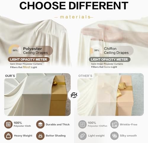 20ftx40ft Beige Ceiling Curtain for Wedding Parties - Image 5