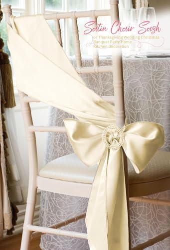 60 PCS Ivory Satin Chair Sashes, 7 x 108 Inch - Image 7