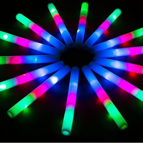 SHQDD 28PCS LED Foam Glow Sticks, Foam Light up Sticks Bulk Party Pack with 3 Modes Colorful Flashing, Glow in The Dark Party Supplies for Parties, Wedding, July 4th, Birthday, Raves,Concert,New Year by SHQDD