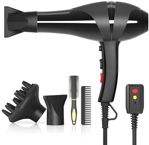 Hair Dryer, Professional Ionic Blow Dryer with Diffuser for Curly Hair,2400W Powerful Fast Drying Hairdryer Blowdryer for Women Men Home Salon Hair Styling,Constant Temp Low Noise - Image 7