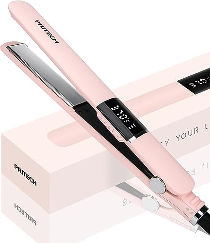 PRITECH Flat Iron Hair Straightener, 1’’Plate Titanium with Adjustable Temp by PRITECH