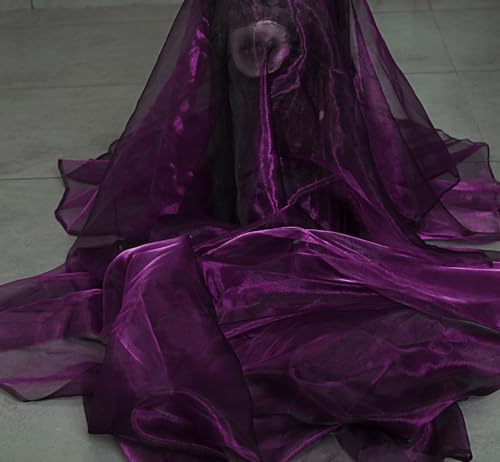 75 Yard Organza Fabric 44" Wide for Wedding Event Décor - Dark Purple - Image 4