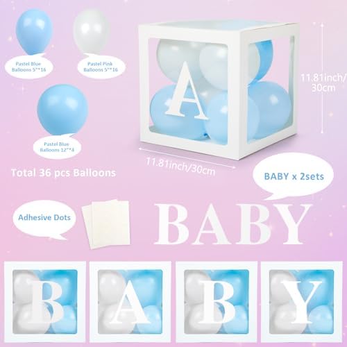 Voircoloria Baby Balloon Boxes with Letters, 4 Balloon Boxes - Image 2